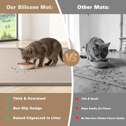47" x 35" Silicone Cat Food Mat, Waterproof Pet Feeding Mat - Image 4