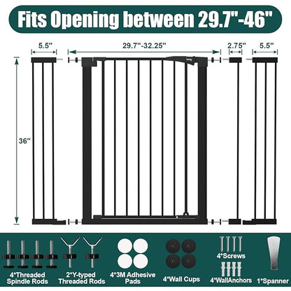 keny 36" Extra Tall Baby Gate for Doorways, Fits Openings 29.7" to 46" Wide - Image 6