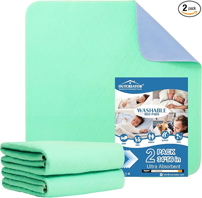 OUTCREATOR® Washable Bed Pads 34" x 56", Incontinence Mattress Protector by OUTCREATOR