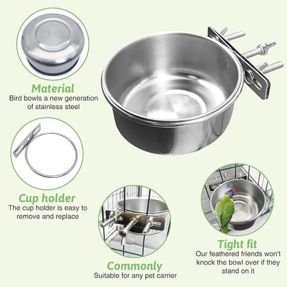 Tfwadmx 8 Pcs Bird Feeding Dish Cups, Parrot Food Bowl Clamp Holder Coop Cup - Image 3
