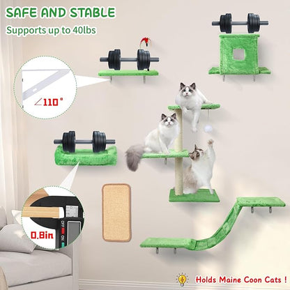 Cat Wall Shelves, 6 in 1 Cat Wall Furniture Set - Image 3