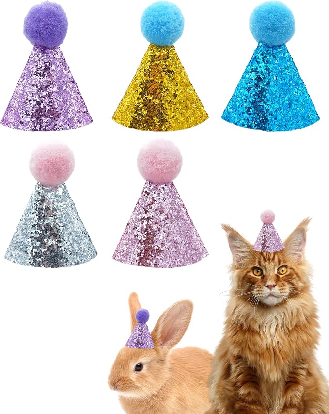PET SHOW 5 Pack Mini Small Dog Hats Puppy Birthday Party Hats Cats Adjustable by PETSHOW
