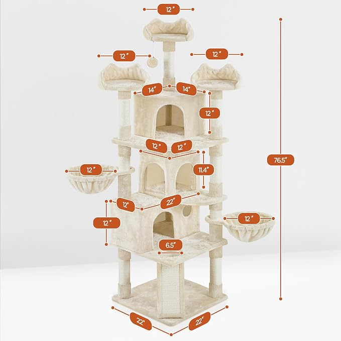 Yaheetech 76.5in Multi-Level Large Cat Tree, Big Cat Tower - Image 6