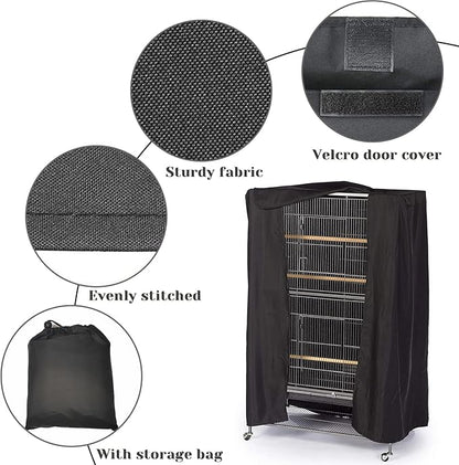 Fhiny Bird Cage Cover, 33.8”L×24”W×46.8”H Water-Proof Good Night Black-Out - Image 2
