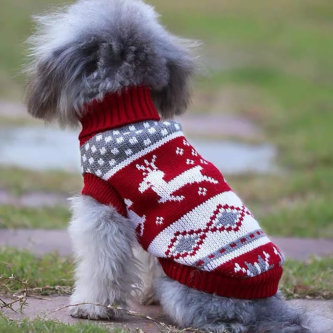Vehomy Dog Christmas Sweaters Pet Winter Knitwear Xmas Clothes Classic Warm - Image 3