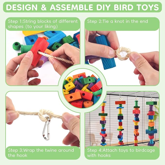 Bird Toys for Parrots, Natural Parrot Chew Training Foot Toy for Amazon African - Image 4