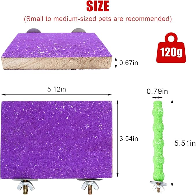 7 Pcs Bird Perch Stand Toy, Wood Parrot Stand Platform Colorful Sand Paw - Image 5