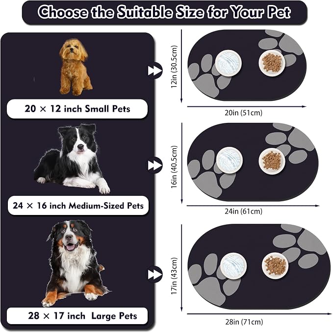 Large Pet Feeding Mat – 28''x17'' Absorbent Dog Mat - Image 3