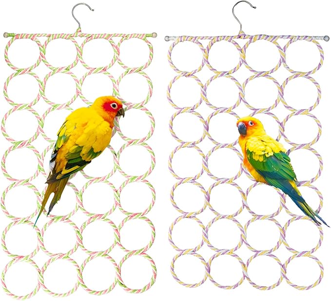 2 Packs Parrot Swing Hanging Toys, Bird Climbing Rope Net Ladders Small Medium by S-Mechanic