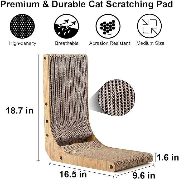 FUKUMARU Cat Scratcher, 18.7 Inch L Shape Cat Scratch Pad Wall Mounted - Image 3