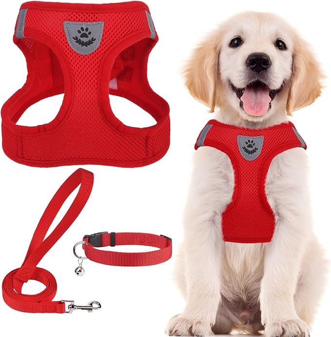 PUPTECK Adjustable Dog Harness Collar and Leash Set Step in No Pull Pet Harness by PUPTECK