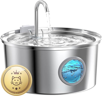 Stainless Steel Pet Water Fountain: 108oz/3.2L Cat Fountains by GIOTOHUNPetLife