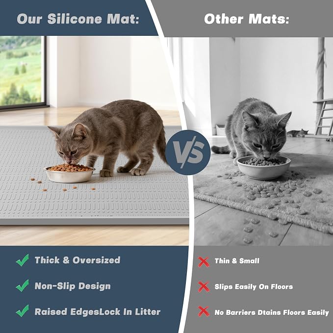 47" x 35" Silicone Cat Food Mat, Waterproof Pet Feeding Mat - Image 4