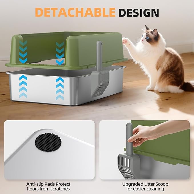 Enclosed Stainless Steel Cat Litter Box - Image 6