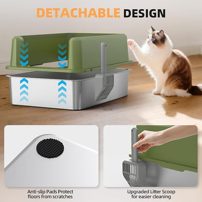 Enclosed Stainless Steel Cat Litter Box - Image 6