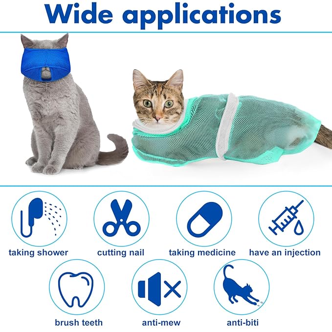 10 Pcs Cat Bathing Bag Set Pet Mesh Shower Bag Anti Bite and Scratch Pet - Image 4