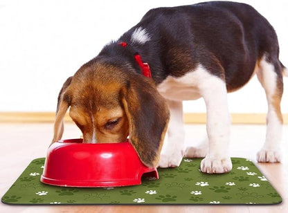 Dog Food Mat, Absorbent Water Bowl Mats Cat Pet Feeding Placemats Dark Green 16 - Image 6