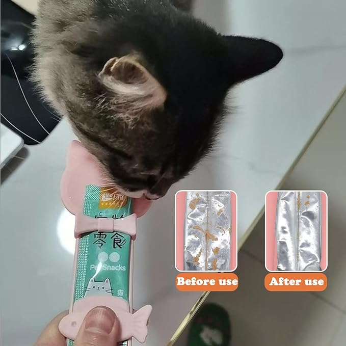 Cat Treat Spoon & 3 Pcs Can Lids | Cat Strip Feeder Squeeze - Image 5
