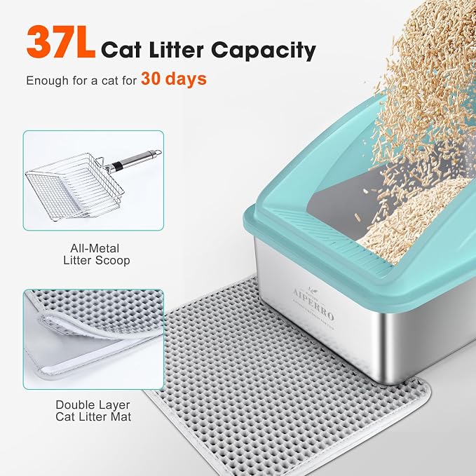Stainless Steel Litter Box | XL Enclosed Cat Litter Boxs - Image 3