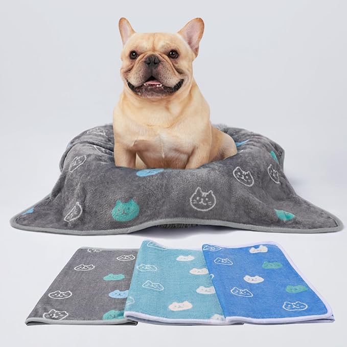 1 Pack 3 Blankets Super Soft Fluffy Premium Cute Cat Pattern Pet Blanket - Image 4