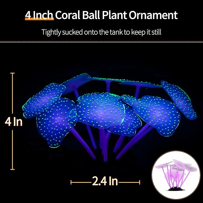 Uniclife 4 Pack Fish Tank Decorations Glowing Effect Aquarium Décor Small - Image 4