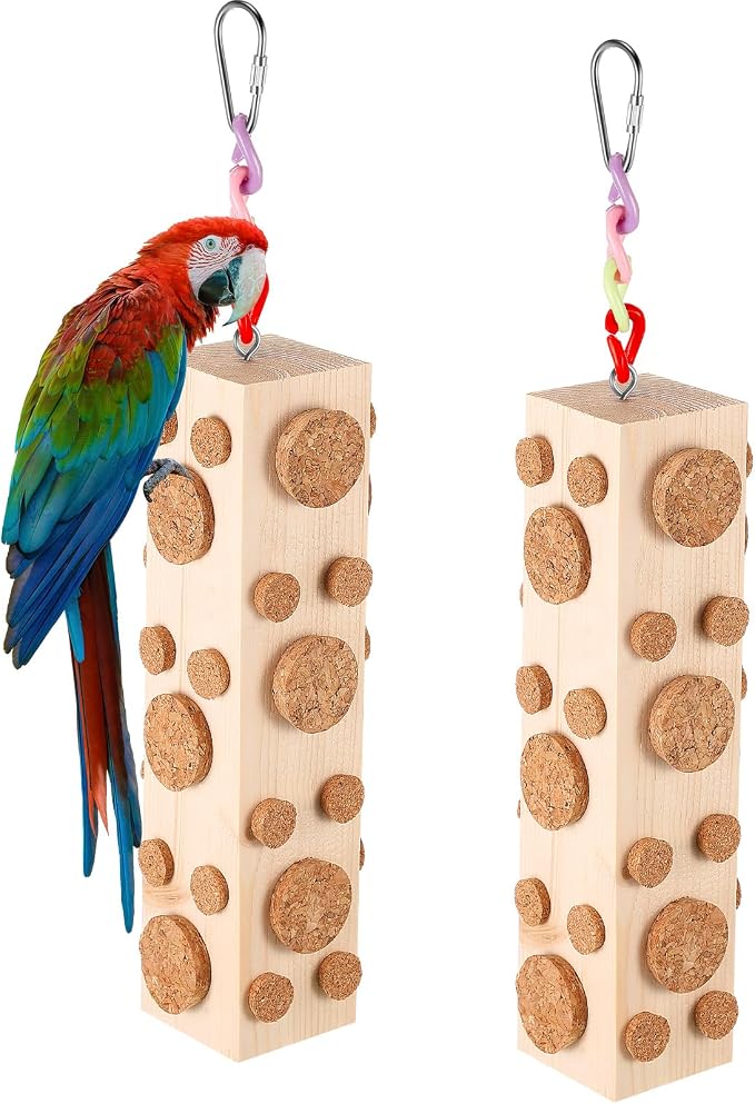 Skyygemm 2 Pcs Bird Parrot Chew Toys Wooden Foraging Hanging by Skyygemm