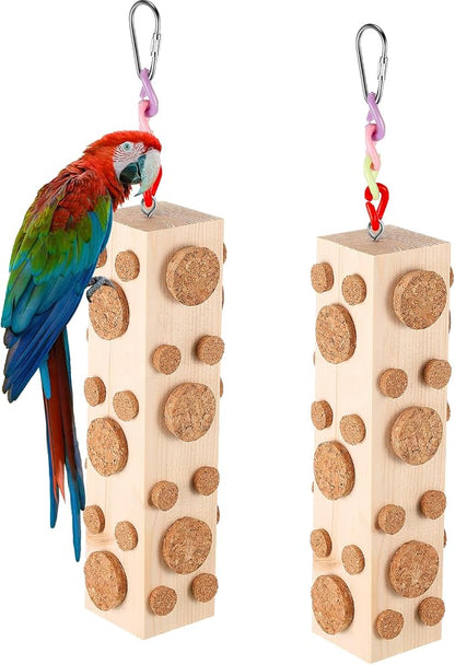 Skyygemm 2 Pcs Bird Parrot Chew Toys Wooden Foraging Hanging by Skyygemm