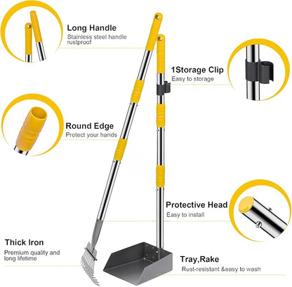Niubya Pooper Scooper for Dogs, Metal Poop Scooper Tray and Rake Set - Image 2