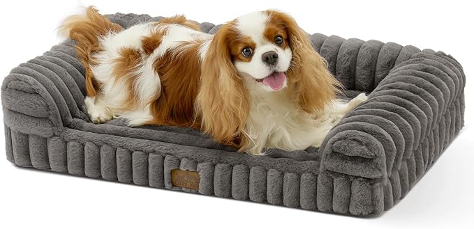 Cute Dog Bed for Small Dogs, Faux Rabbit Fur Orthopedic Foam Dog Bed by COZYKISS