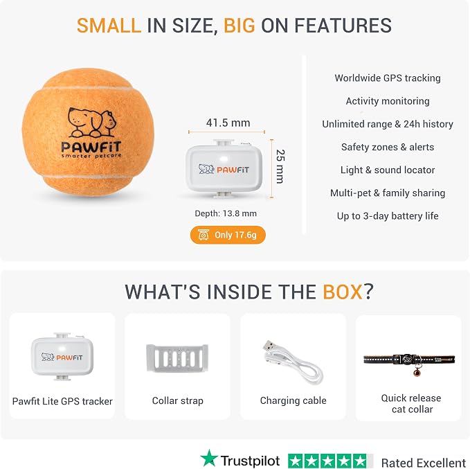 Pawfit Lite for Cats 4g GPS Tracker | Ultra-Small Design | Real-Time Tracking | - Image 5