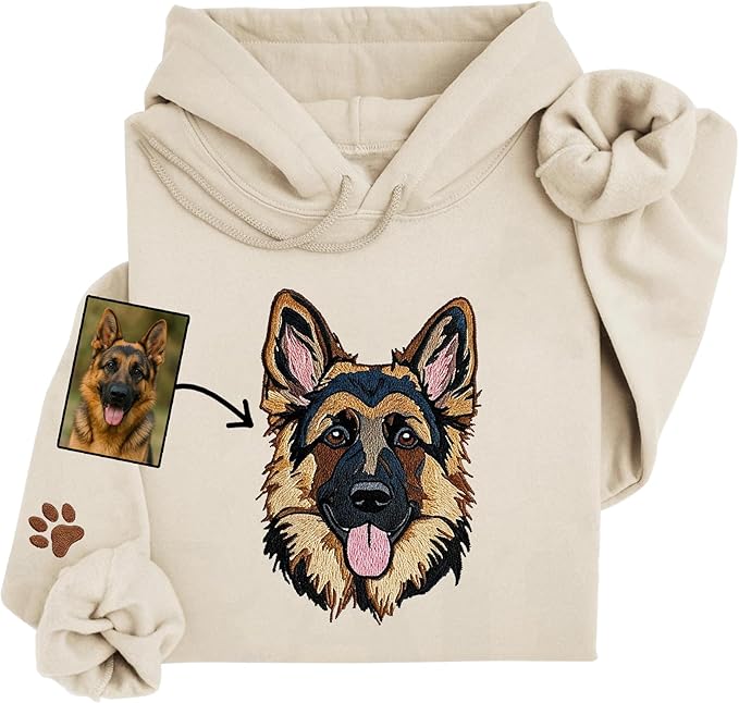 GODLOVER Custom Embroidered Dog Mom Sweatshirt and Hoodie, Line Art Dog Cat by Godlover