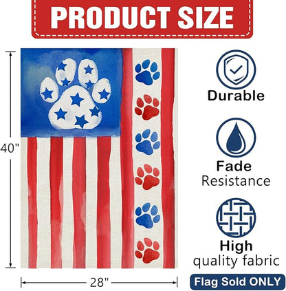 Dyrenson 4th of July Dog Cat Paw Prints 28 x 40 House Flag Double Sided - Image 2