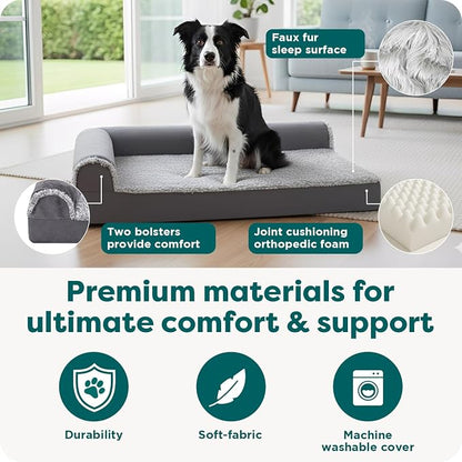 FurHaven Orthopedic Dog Bed for Large Dogs, L-Shaped Chaise Contour - Image 5
