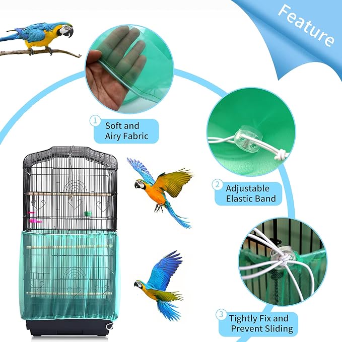 Daoeny Universal Bird Cage Cover, Adjustable Seed Feather Catcher, Soft Airy - Image 4
