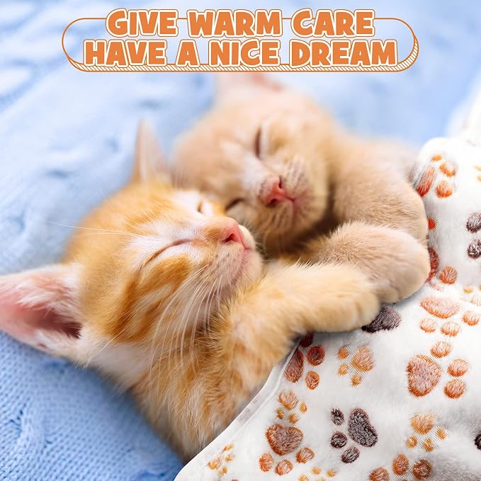 Tegeme 12 Pcs Pet Blankets Soft Fluffy Fleece Dog Cat Warm Paw Print Pattern - Image 5