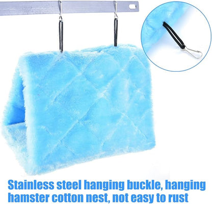 Winter Warm Bird Nest House Shed Hut Hanging Hammock Finch Cage Plush Fluffy - Image 3