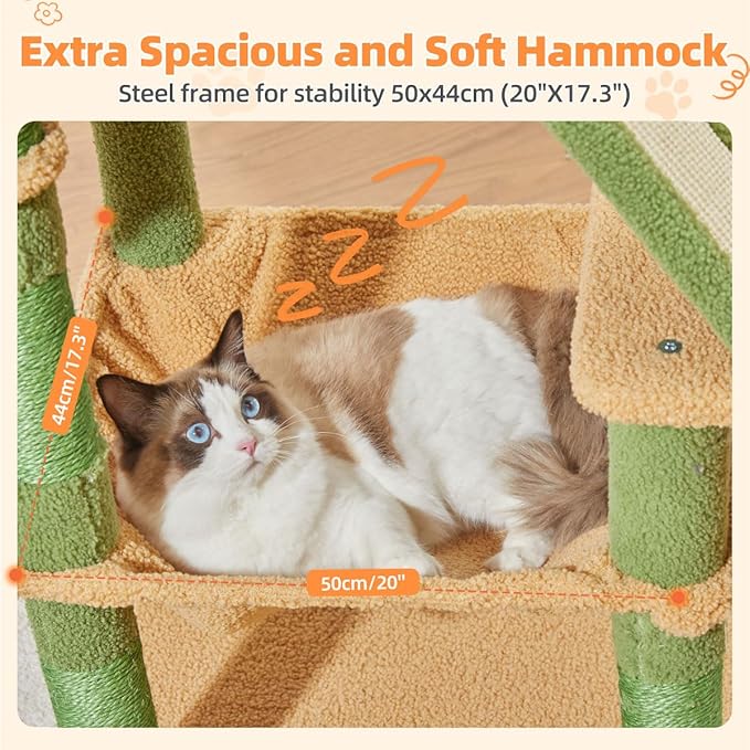 Taoqimiao Cactus Cat Tree, 57.5-Inch Cat Tower - Image 4