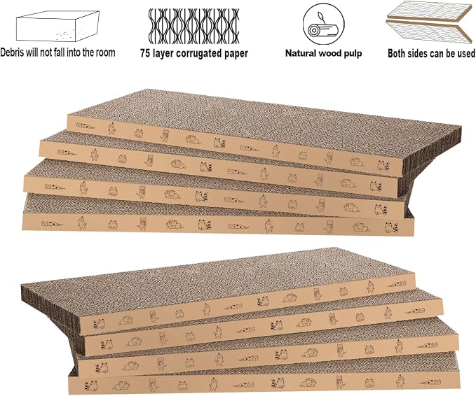 8 Packs in 1 Cat Scratch Pad, Cat Scratcher Cardboard, Reversible, Durable - Image 5