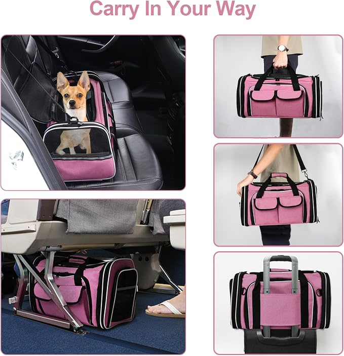 Estarer Soft Sided Pet Carrier Airline Approved, 4 Sides Expandable Collapsible - Image 3