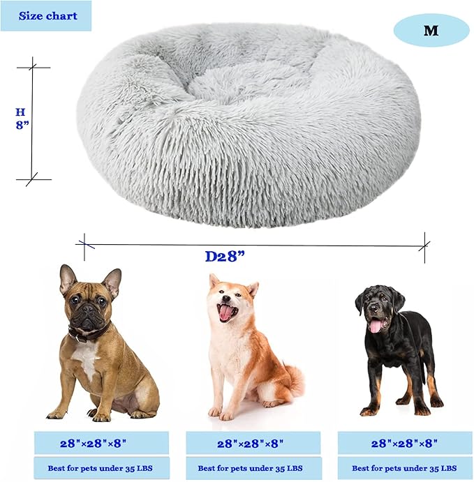 Calming Dog Bed for Medium Dogs Washable Donut 30 inches Anti-Slip Pet Bed - Image 6