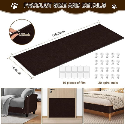 Cat Scratch Mat, 118.5"x15.9" Trimmable Self-Adhesive Cats Scratch Carpet - Image 2