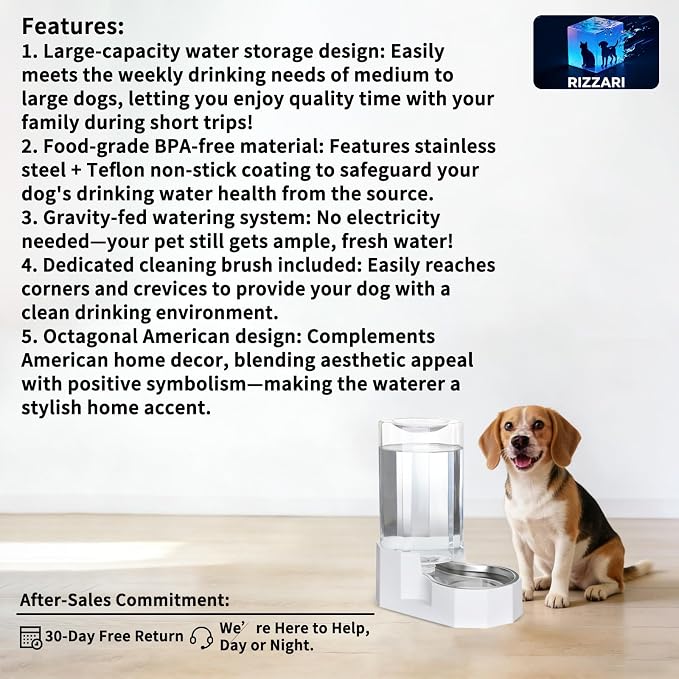 Sfozstra Automatic Pet Water Dispenser: 8L White Gravity Stainless Steel Water - Image 2