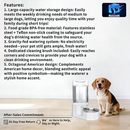 Sfozstra Automatic Pet Water Dispenser: 8L White Gravity Stainless Steel Water - Image 2