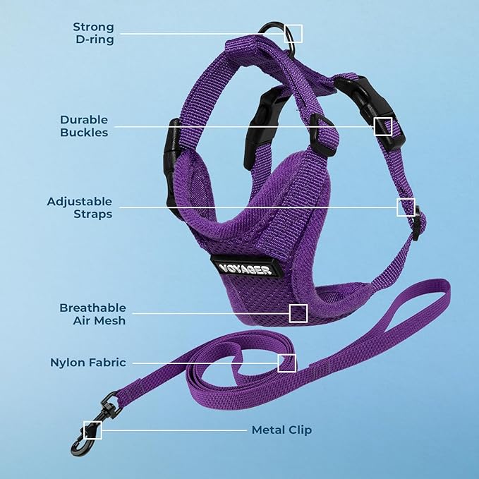 Voyager Escape-Proof Step-in Lock Cat Harness & 5ft Neoprene-Handle Leash Set - Image 3