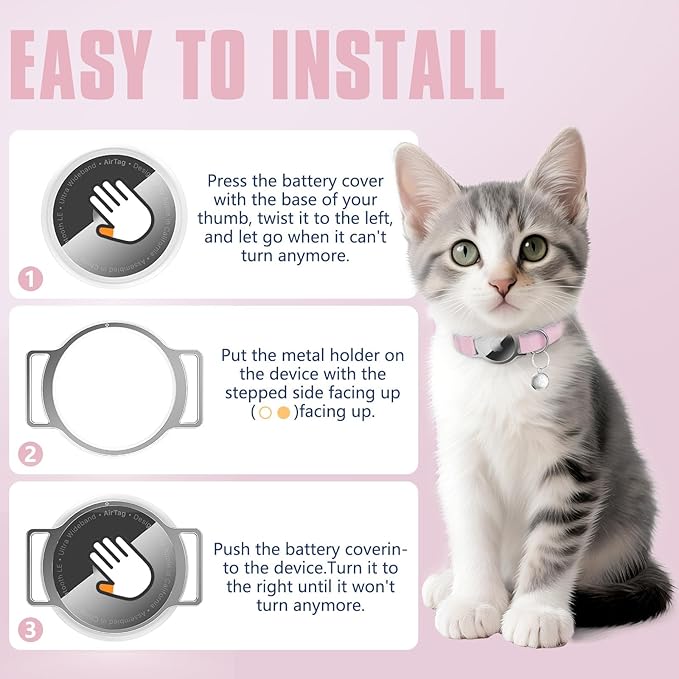 AirTag Cat Collar, Ultra Elastic Cat Tracker Collar, Airtag Holder Compatible - Image 4