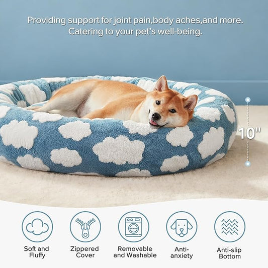 JOEJOY Donut Large Dog Bed, Cute Round Calming Dog Bed - Image 2