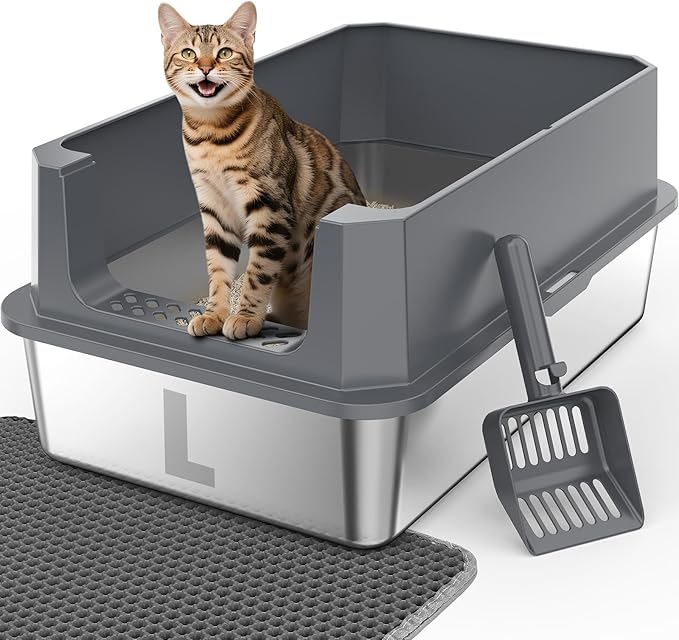 FURTIME Stainless Steel Litter Box by FURTIME