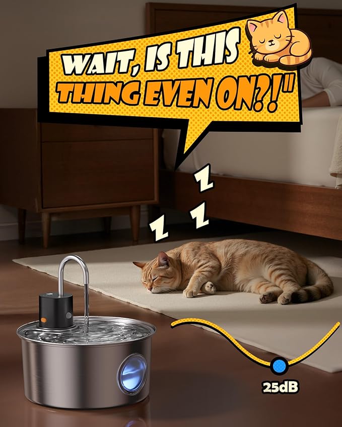 Wireless Cat Water Fountain Stainless Steel, Cordless Automatic Pet Water - Image 5