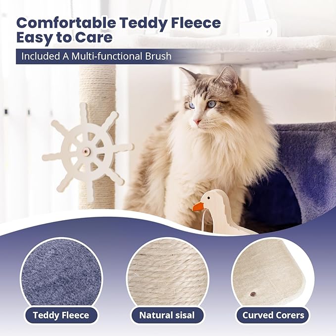 HYABi 48.5-Inch Novelty Lighthouse Seagull Wheel Buoy Cat Tree Tower Condo Bed - Image 5