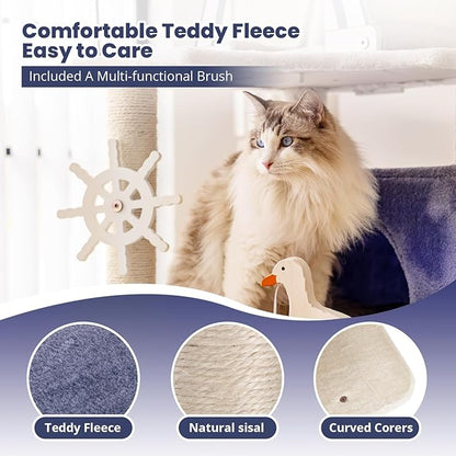 HYABi 48.5-Inch Novelty Lighthouse Seagull Wheel Buoy Cat Tree Tower Condo Bed - Image 5